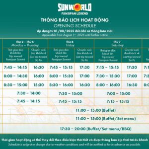 Lịch hoạt động cáp treo đi fansipan