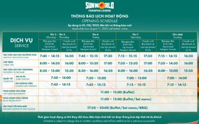 Lịch hoạt động cáp treo đi fansipan