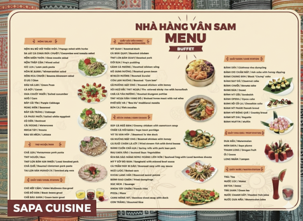 menu nhà hàng Vân Hải